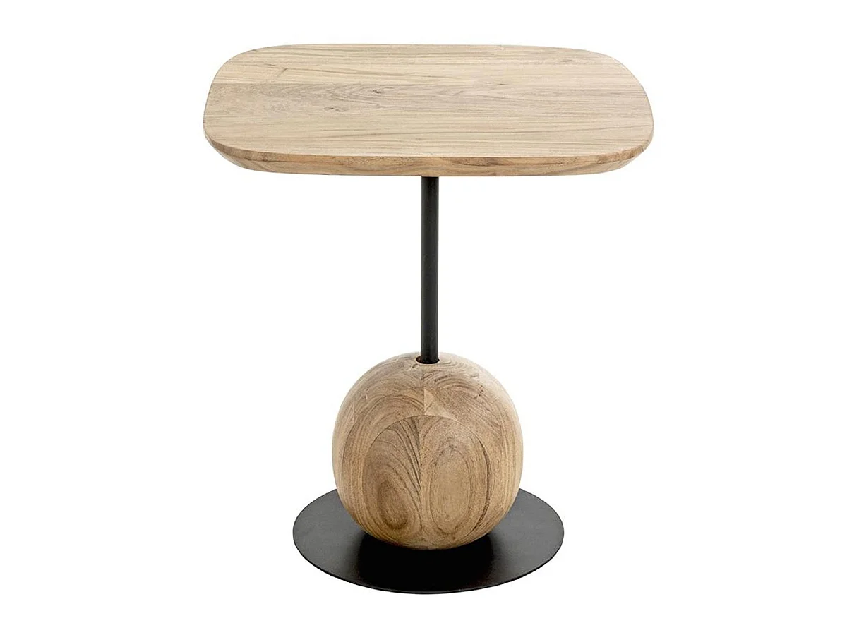 Table d'Appoint Design "Sphère" 50cm Naturel & Noir