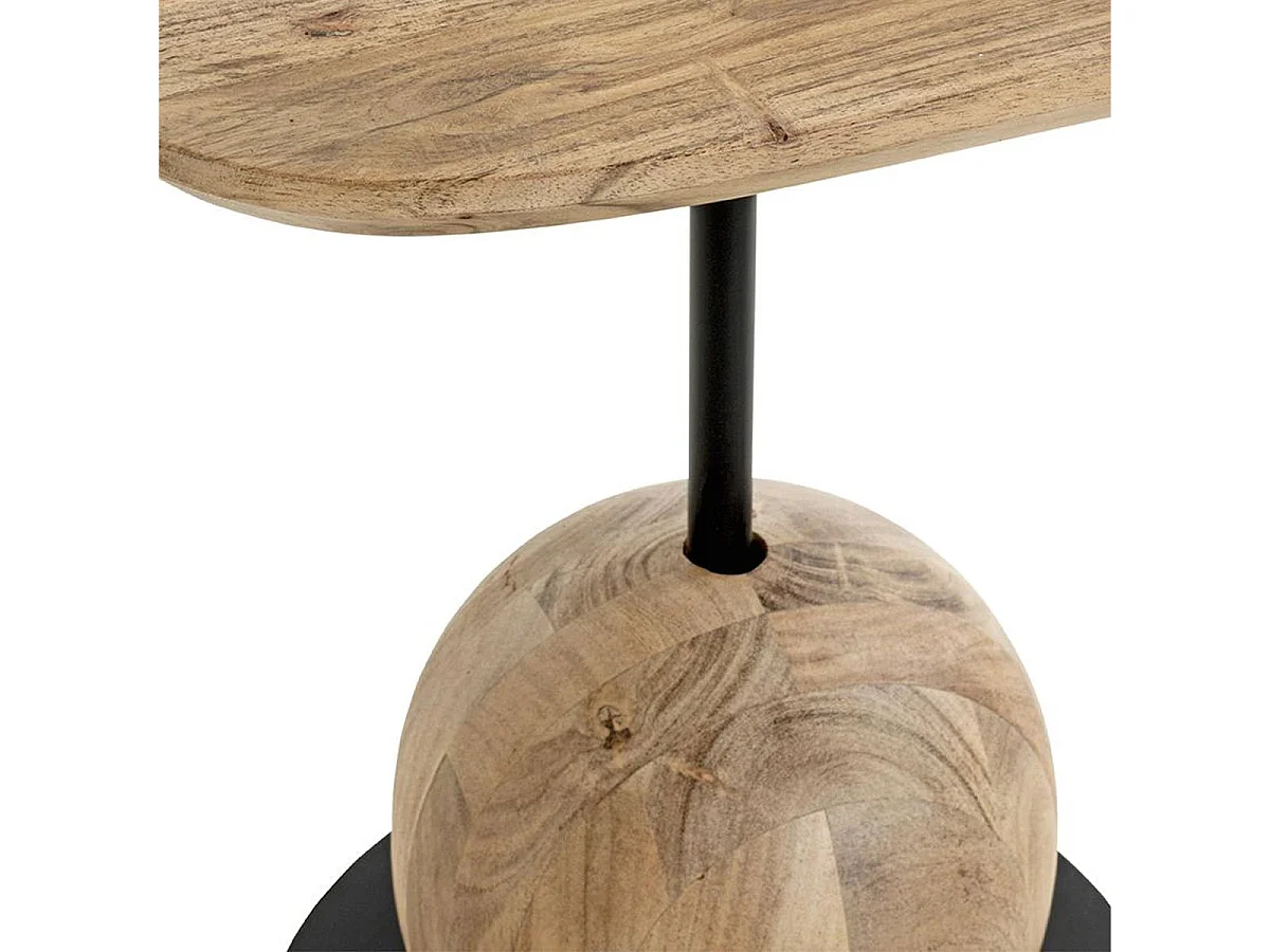 Table d'Appoint Design "Sphère" 50cm Naturel & Noir