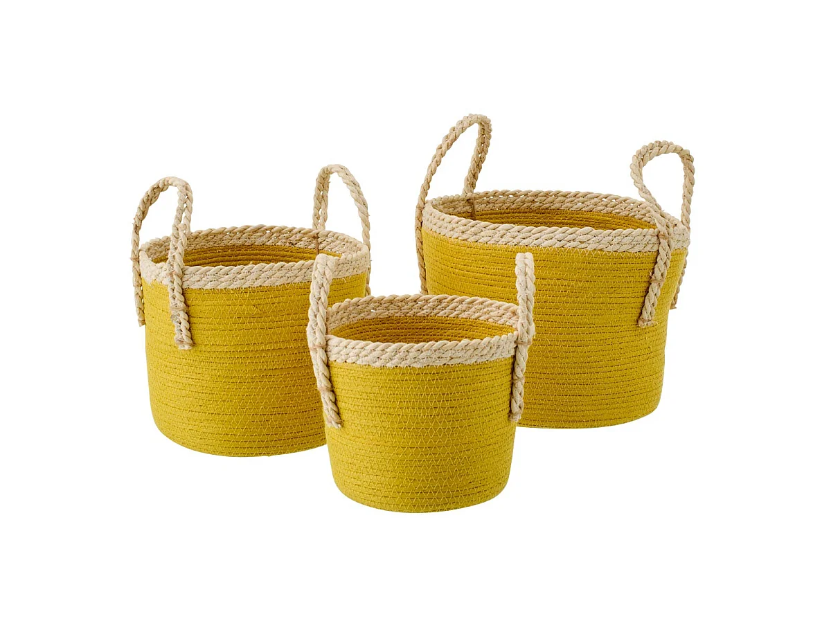 Lot de 3 Paniers de Rangement "Issac" 29cm Moutarde