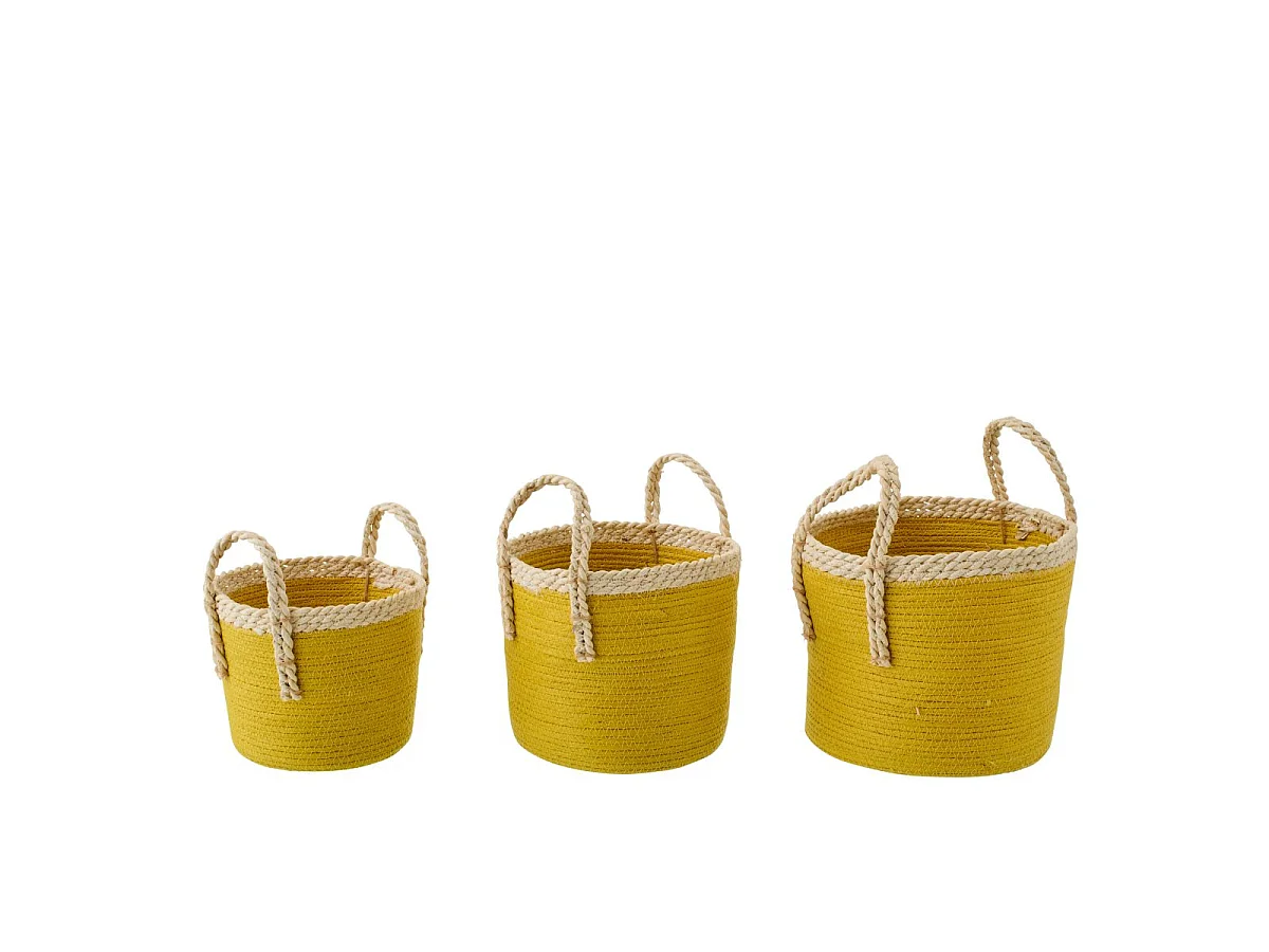 Lot de 3 Paniers de Rangement "Issac" 29cm Moutarde