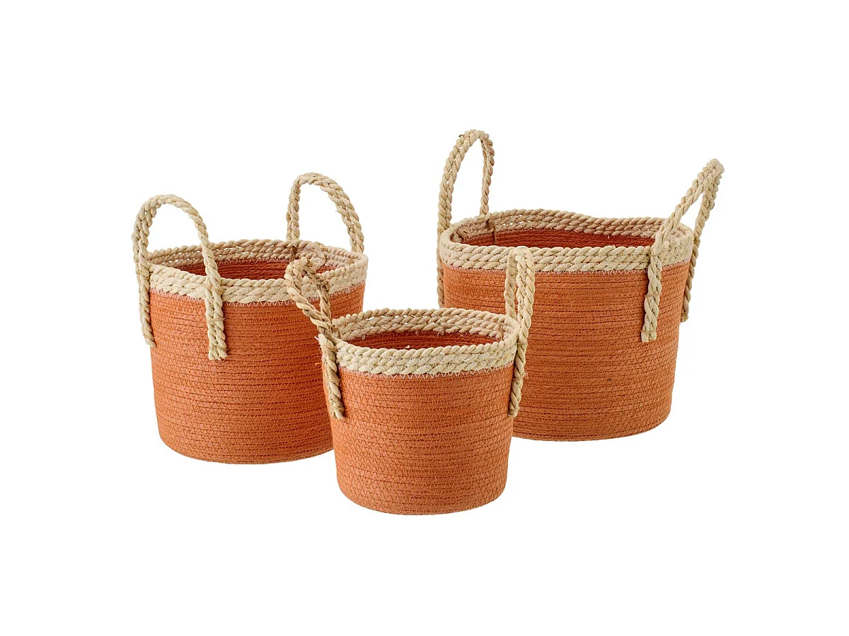 Lot de 3 Paniers de Rangement "Issac" 29cm Orange