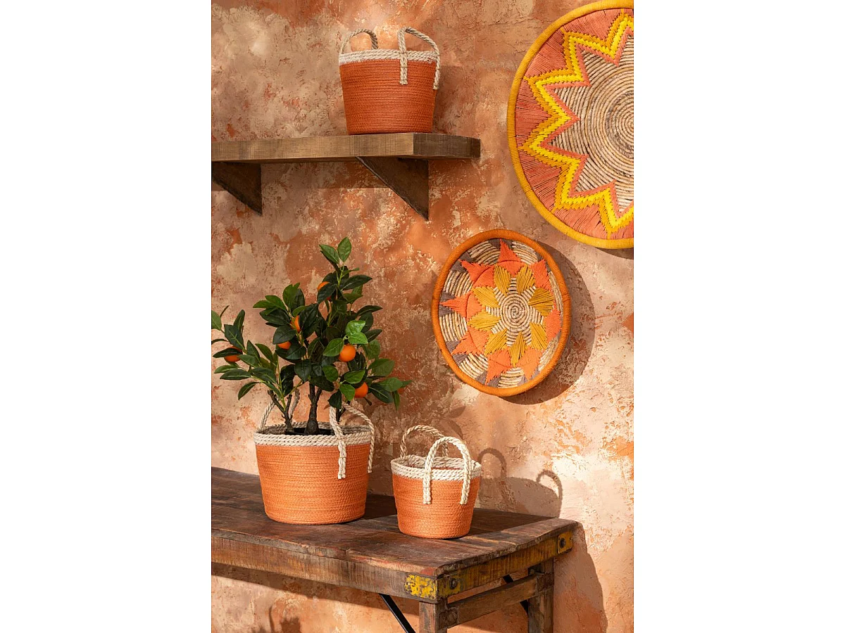 Lot de 3 Paniers de Rangement "Issac" 29cm Orange