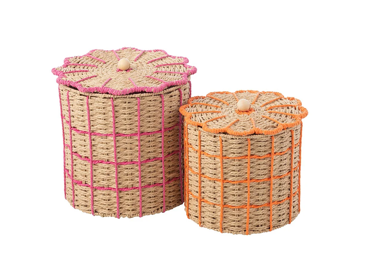 Lot de 2 Paniers de Rangement "Flores" 29cm Naturel