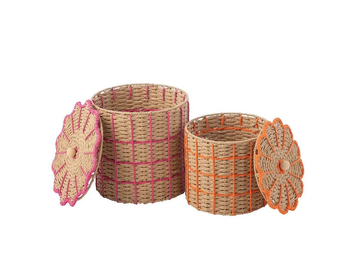 Lot de 2 Paniers de Rangement "Flores" 29cm Naturel