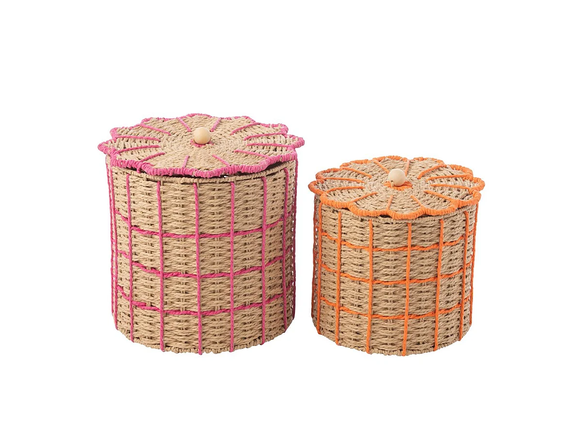 Lot de 2 Paniers de Rangement "Flores" 29cm Naturel