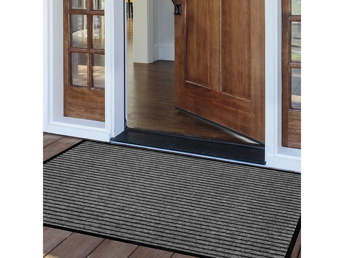 Tapis d'Entrée Anti-Poussière "Toscan" 80x120cm Noir & Gris