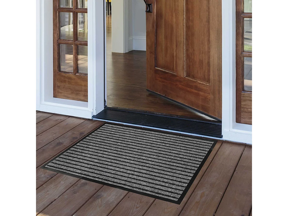 Tapis d'Entrée Anti-Poussière "Toscan" 50x80cm Noir & Gris