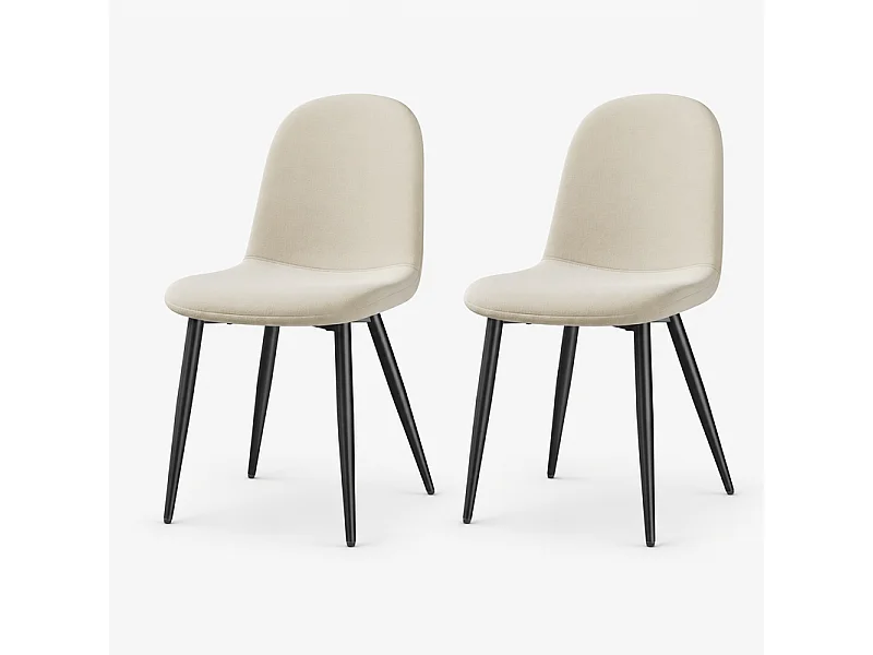 Lot de 2 Chaises Salle à Manger HavenlyHome, Design Minimaliste Élégant, Revêtement Durable, Pieds en Métal Noir Robustes, Beige