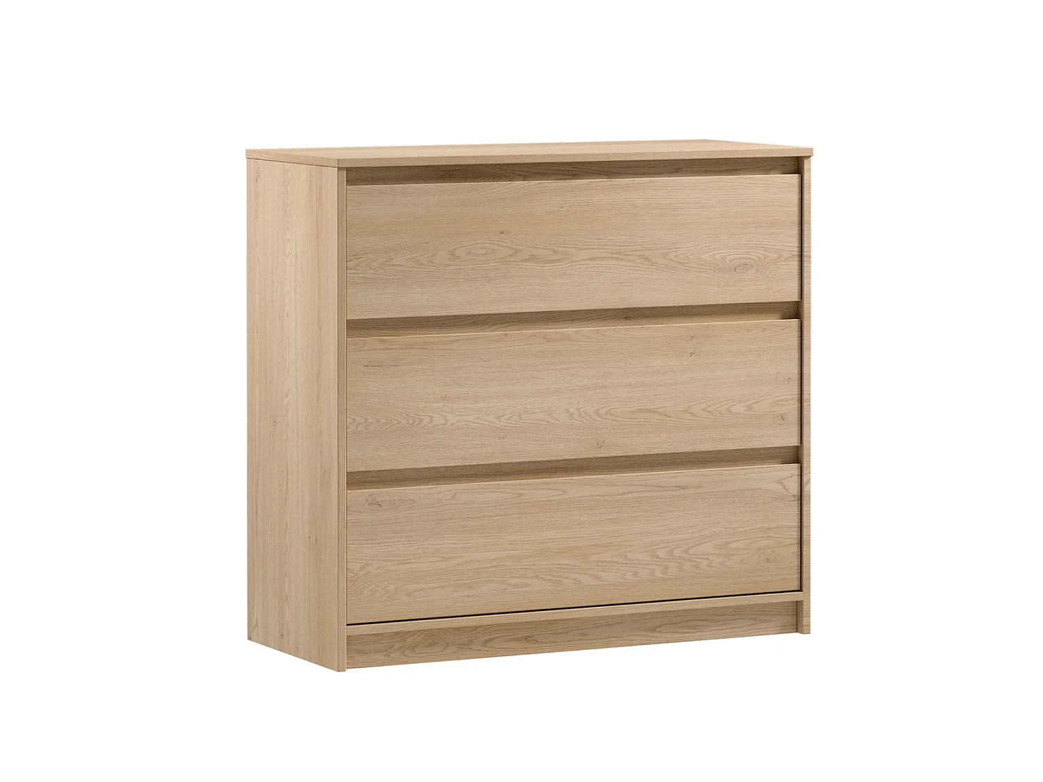 Chest of Drawers Storage Cabinet 3 Drawer Unit Handleless White Washed Light Oak Effect Scandi Mana