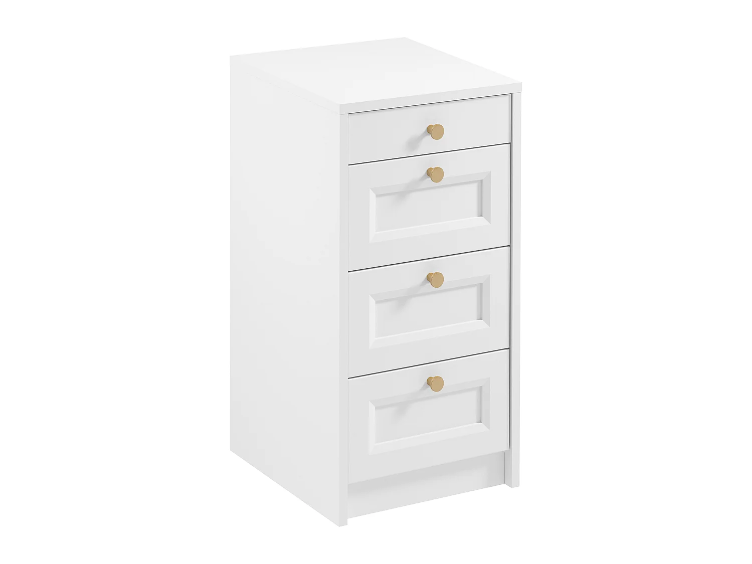 Chest of Drawers Narrow White Bedroom Storage Small Cabinet Slim Compact Shaker Unit Gold Handles Rel