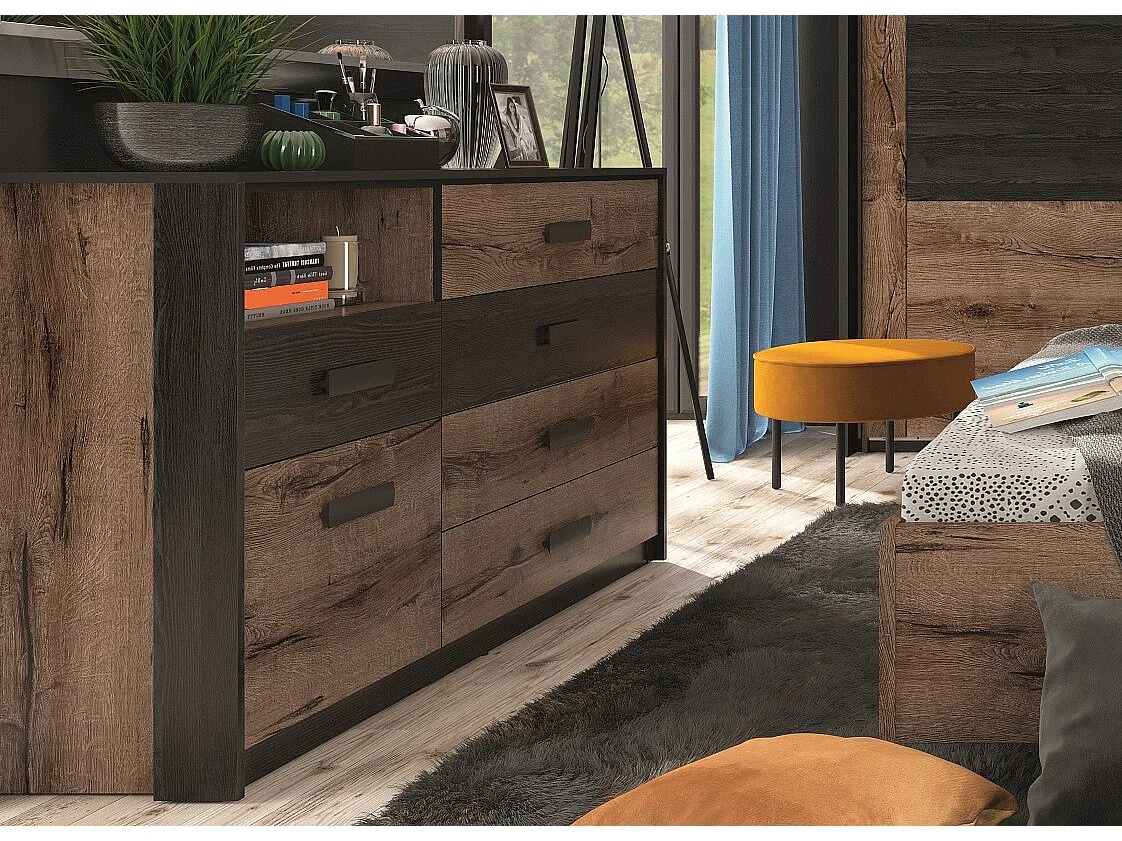 Sideboard Storage Unit Chest of Drawers Dresser Dark Oak Black Cabinet Large Luxury Bedroom Kassel
