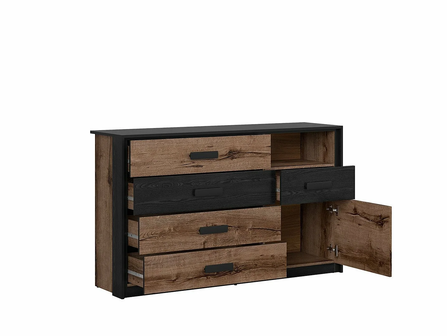 Sideboard Storage Unit Chest of Drawers Dresser Dark Oak Black Cabinet Large Luxury Bedroom Kassel