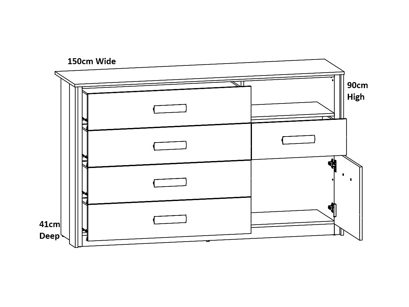 Sideboard Storage Unit Chest of Drawers Dresser Dark Oak Black Cabinet Large Luxury Bedroom Kassel