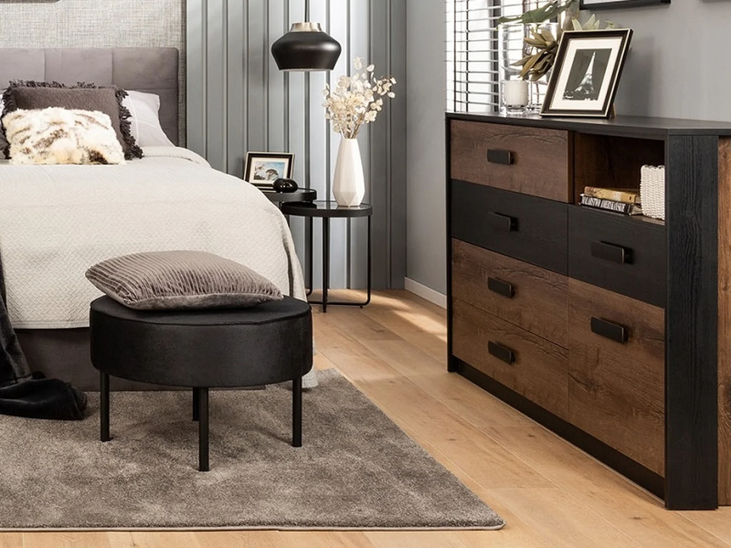 Sideboard Storage Unit Chest of Drawers Dresser Dark Oak Black Cabinet Large Luxury Bedroom Kassel