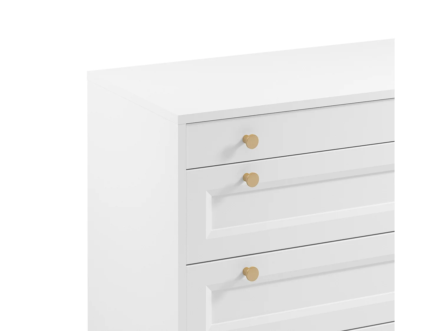 Chest of Drawers White Bedroom Storage Cabinet 90cm Compact Shaker Unit Gold Handles Rel