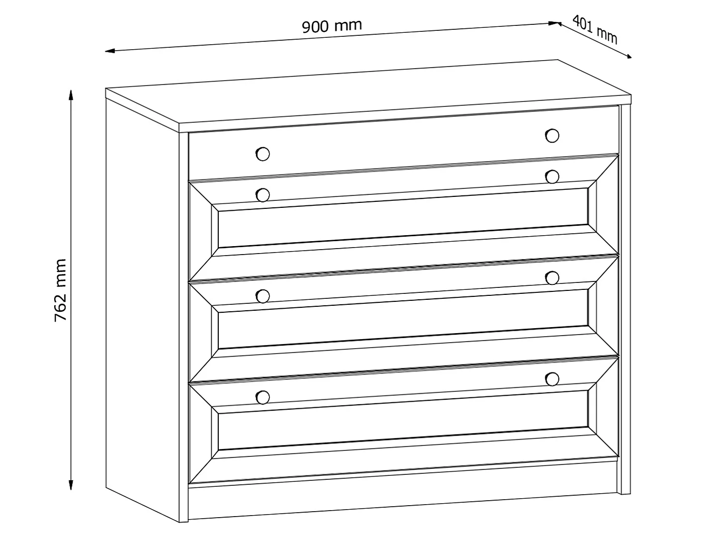 Chest of Drawers White Bedroom Storage Cabinet 90cm Compact Shaker Unit Gold Handles Rel