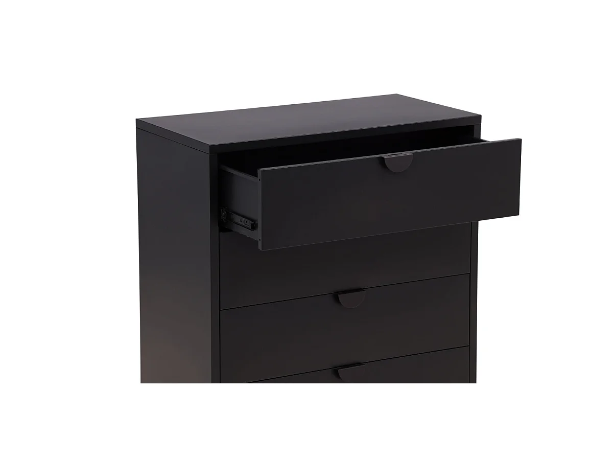Commode 4 Tiroirs "Piring" 98cm Noir