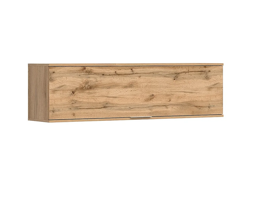 Wall Storage Cabinet Bedroom Lift Up Door Overbed Floating Unit 135cm Oak Effect Zele
