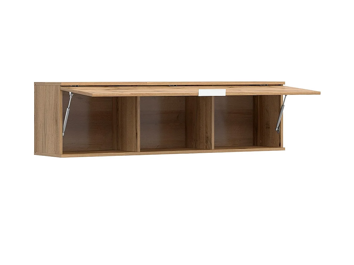 Wall Storage Cabinet Bedroom Lift Up Door Overbed Floating Unit 135cm Oak Effect Zele