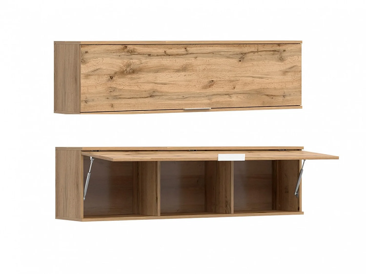 Wall Cabinet Unit Storage Bedroom Living Room Oak Effect 135cm Lift Up Door Modern Shelf Cupboard Zele