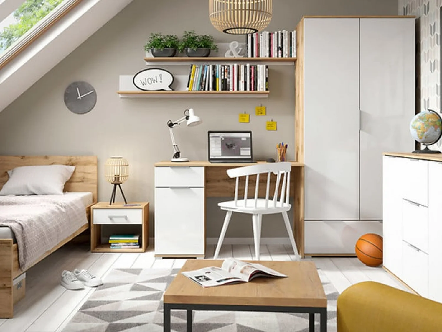 Wall Cabinet Unit Storage Bedroom Living Room Oak Effect 135cm Lift Up Door Modern Shelf Cupboard Zele