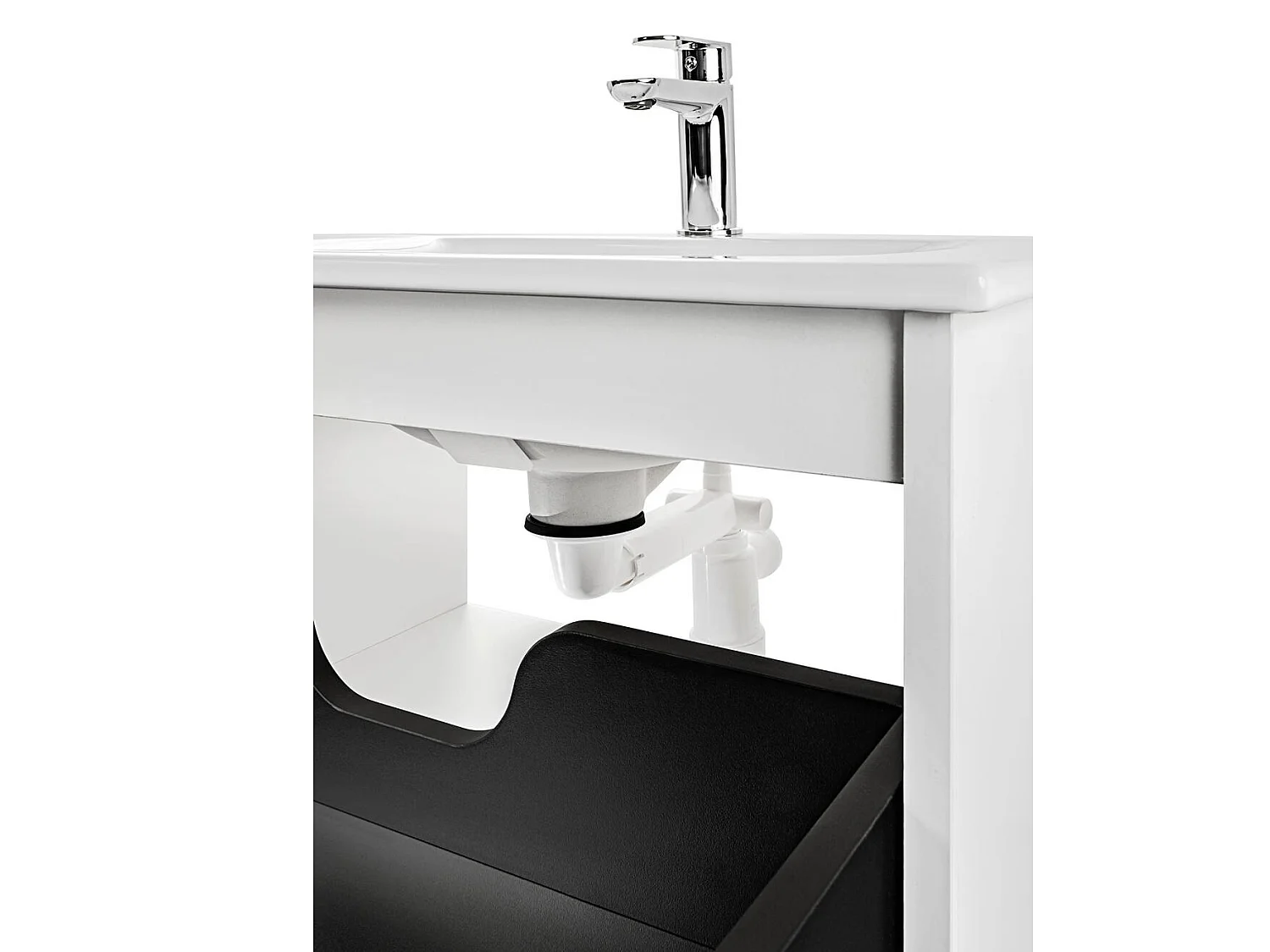 Bathroom Sink Waste Kit Space Saving Telescopic Trap with Pop Up Chrome Click Clack Preloc for Full Depth Drawer Vanities