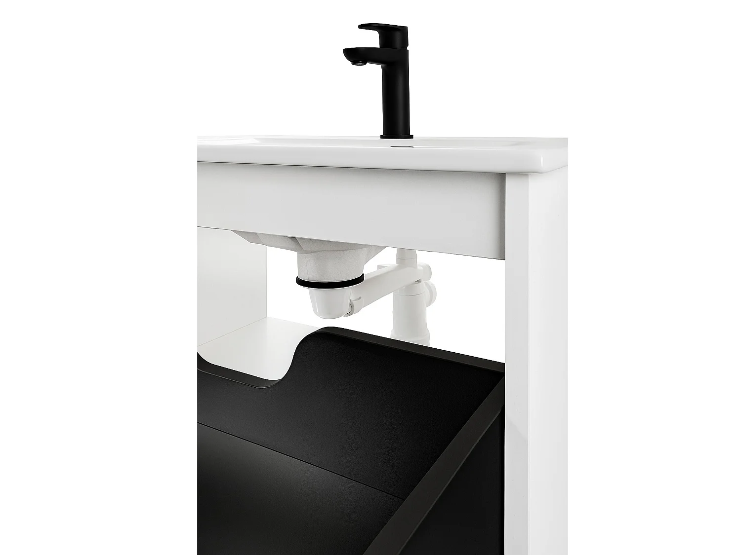 Sink Waste Kit Bathroom Trap Basin Space Saving Slimline Black Pop Up Click Clack Telescopic Syphon Preloc for Full Depth Drawer Vanities