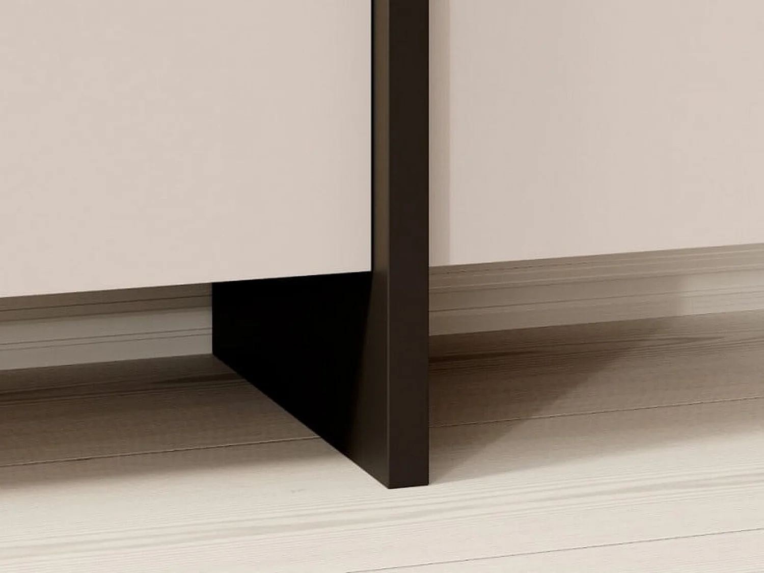 TV Cabinet Beige Black Entertainment Unit 160cm Stand Handleless Cashmere Modern Kiznie