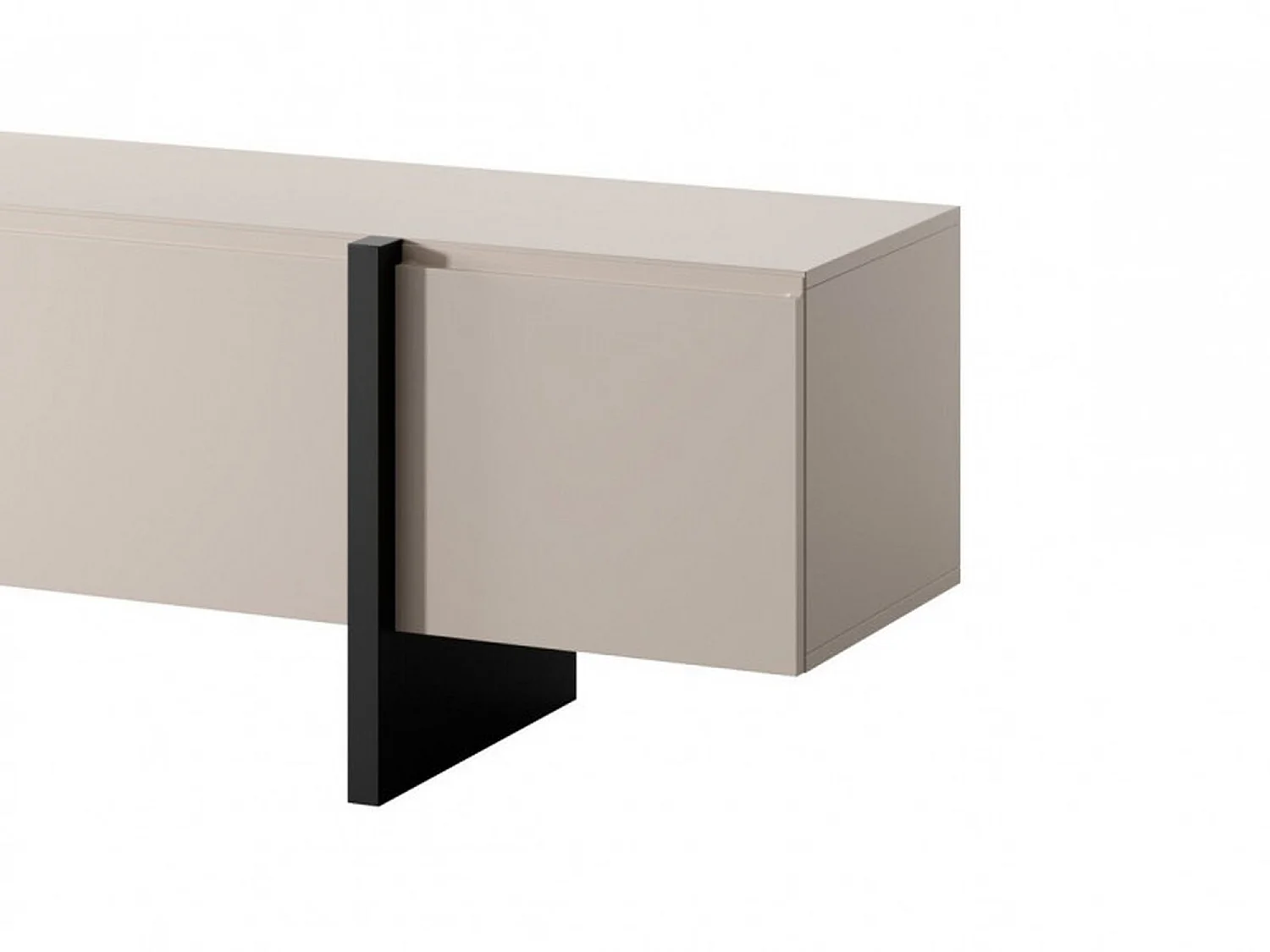 TV Cabinet Beige Black Entertainment Unit 160cm Stand Handleless Cashmere Modern Kiznie
