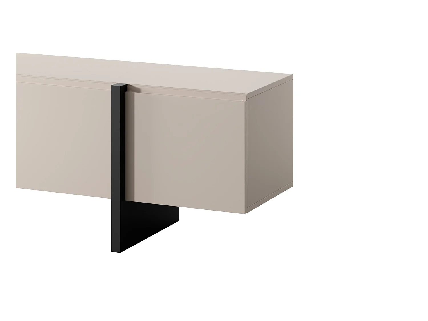 TV Cabinet Beige Black Entertainment Unit 160cm Stand Handleless Cashmere Modern Kiznie