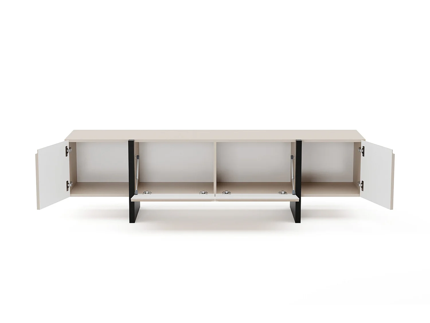 TV Cabinet Beige Black Entertainment Unit 160cm Stand Handleless Cashmere Modern Kiznie