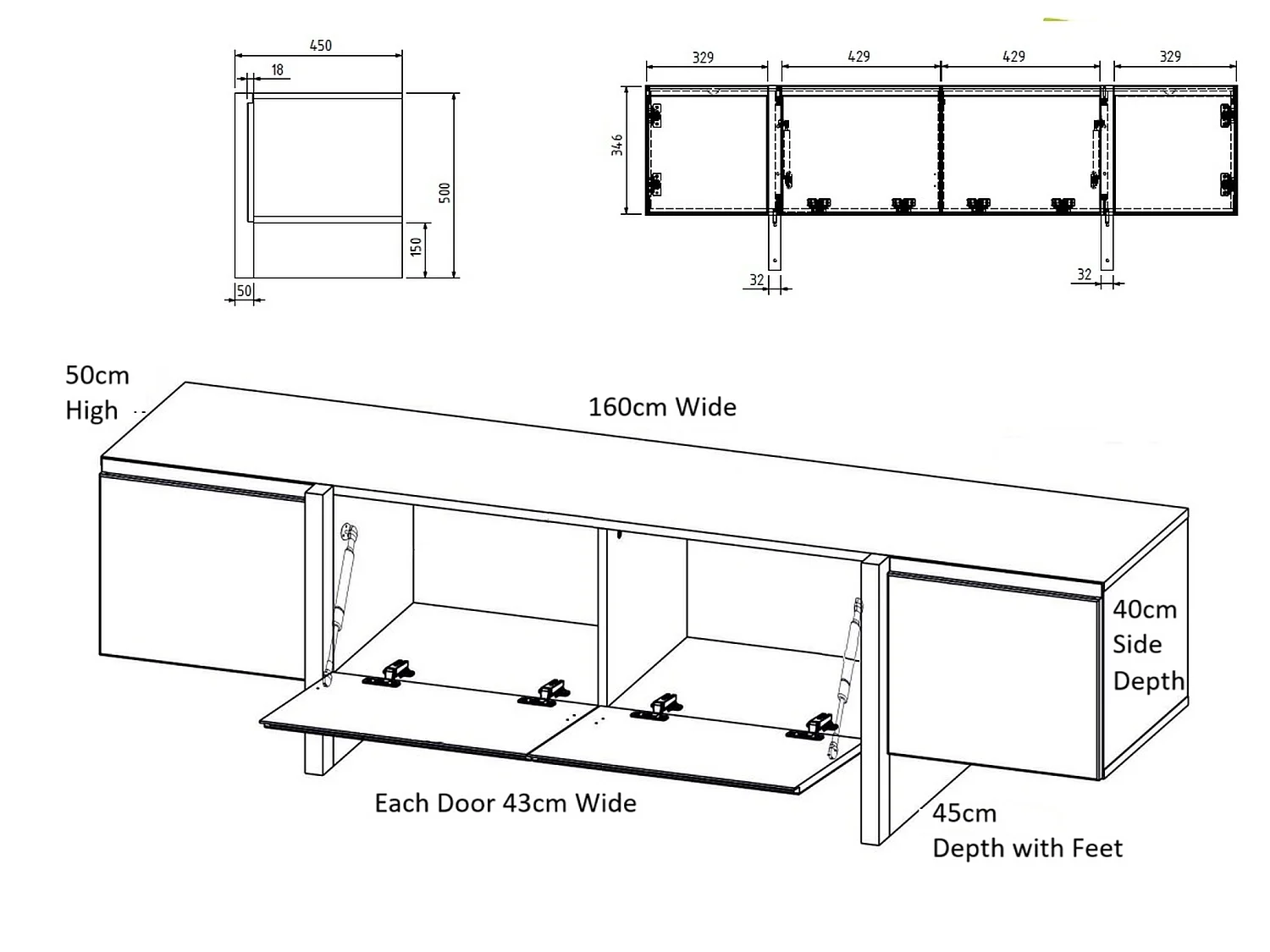 TV Cabinet Beige Black Entertainment Unit 160cm Stand Handleless Cashmere Modern Kiznie