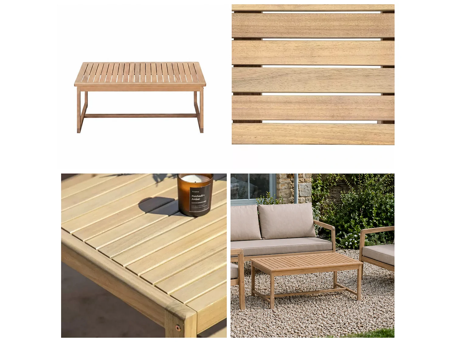 Garden Sofa Set 4 Seater Lounge Sofa Chairs Table Acacia Wood Premium Outdoor Furniture with Beige Taupe Cushions Lido