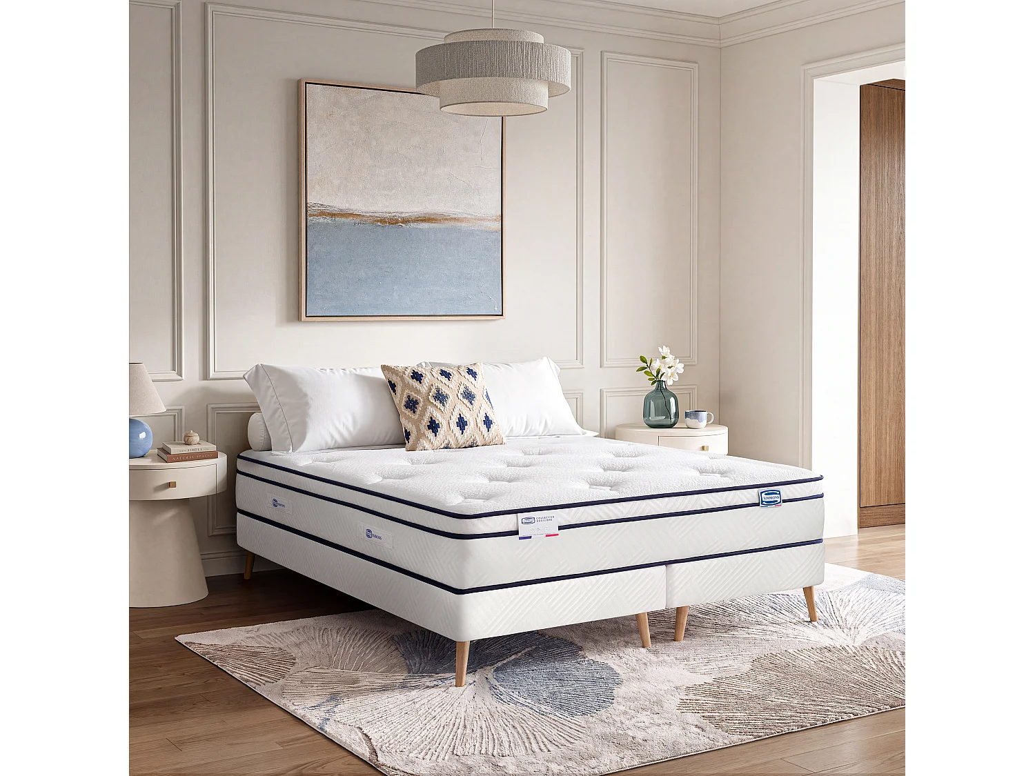 Ensemble L'INEGALE, matelas Hybride 160x200, ferme, H27 + 2 sommiers