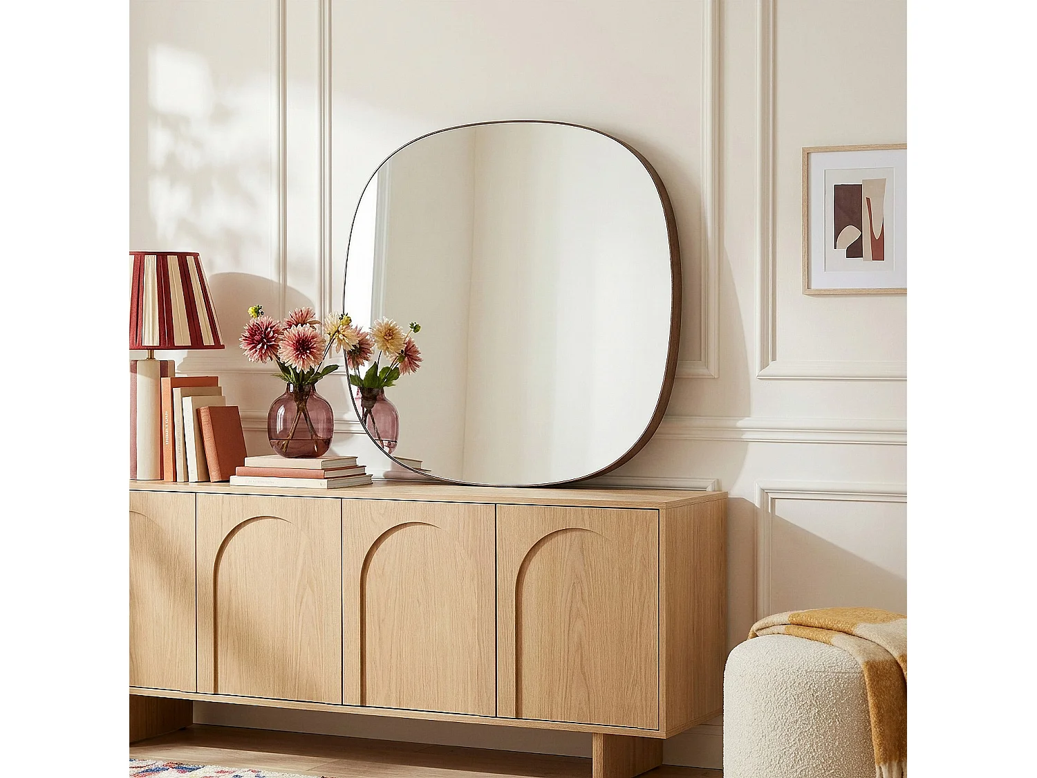 Habitat - Miroir carré en chêne - 100 cm - Naturel foncé - Sirius