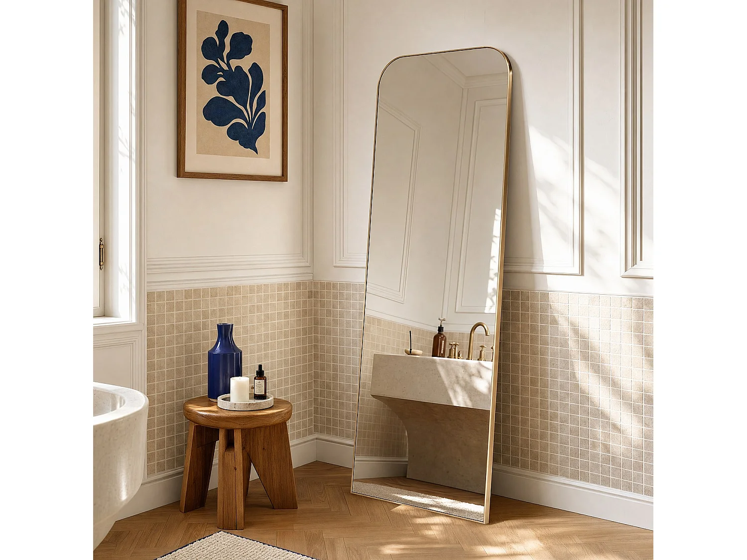 Habitat - Miroir en acier inoxydable - 80 x 190 cm - Doré - Murano