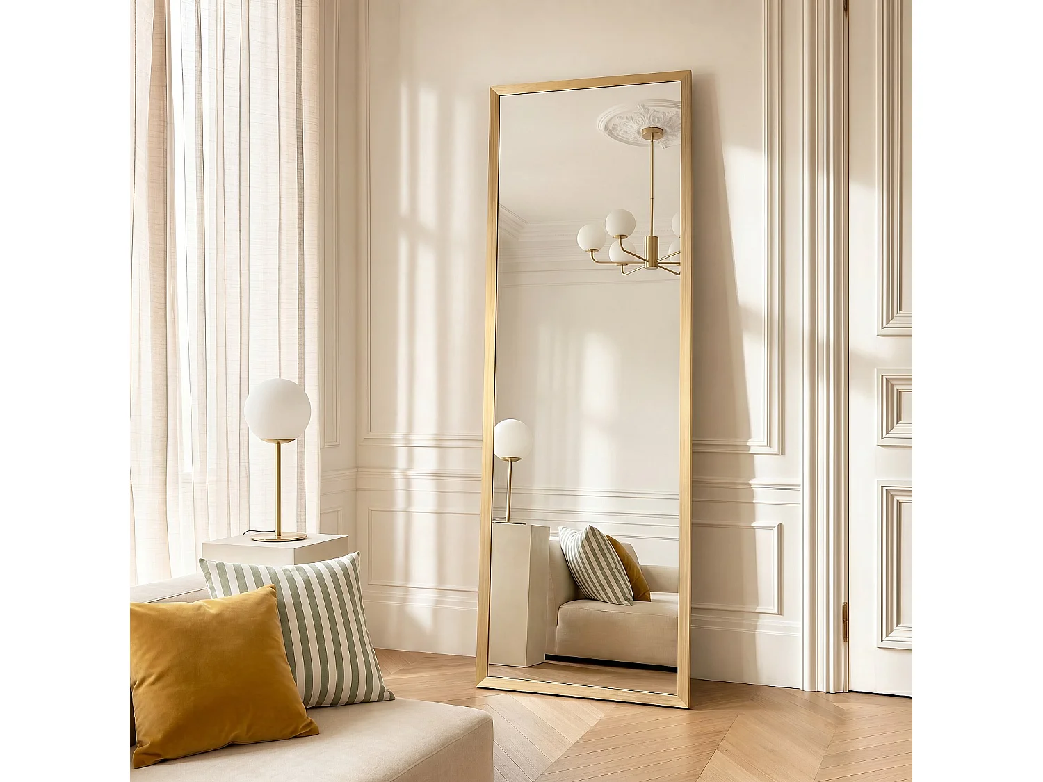 Habitat - Miroir rectangulaire en acier inoxydable - 70 x 200 cm - Laiton brossé - Elyo