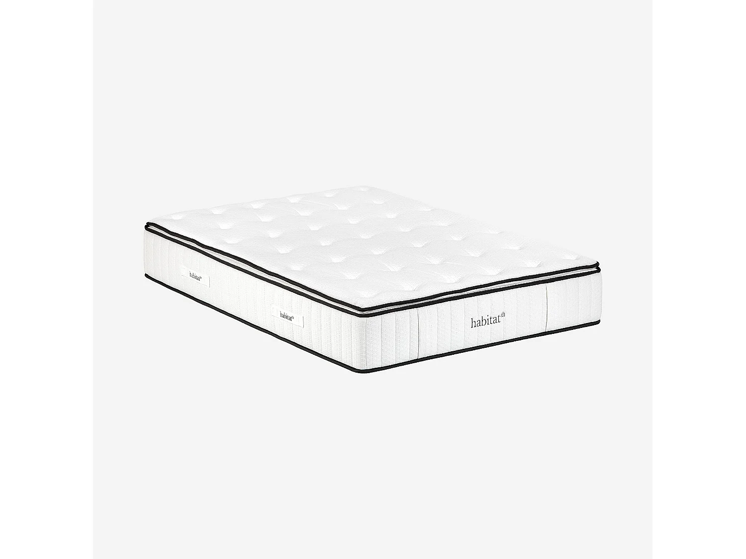 Habitat - Ensemble lit coffre 180 x 200 cm en tissu bouclette courte et matelas Hybride Excellence - Beige meringue - Malo