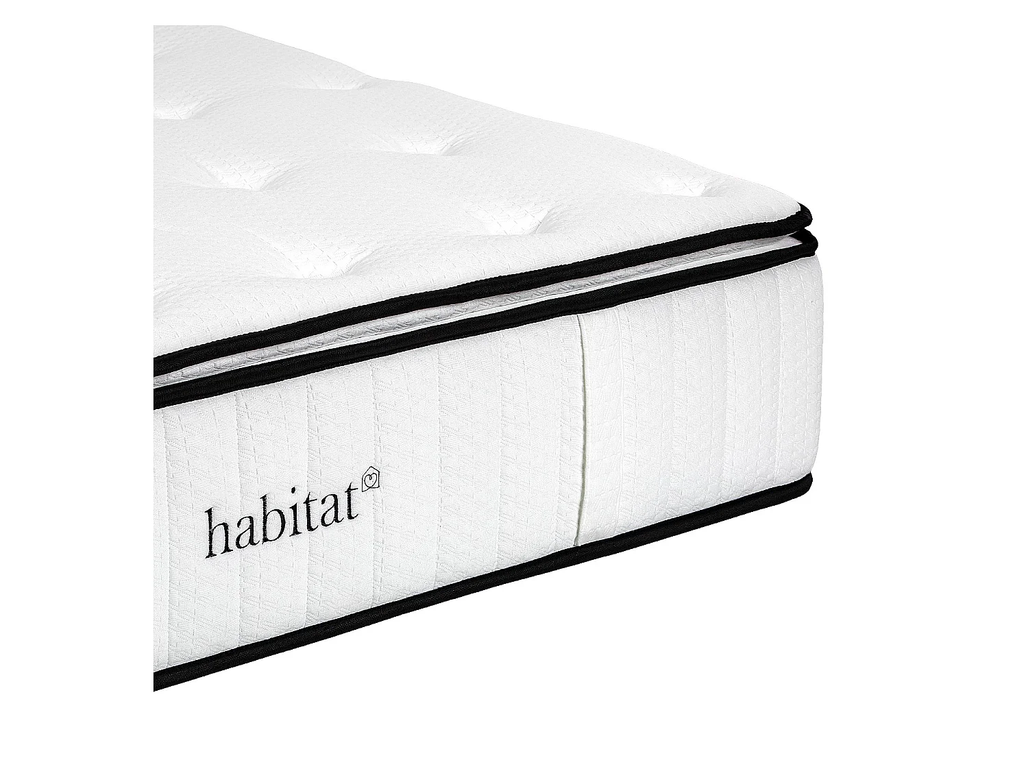 Habitat - Ensemble lit coffre 160 x 200 cm en tissu texturé avec LEDs intégrées et matelas Hybride Excellence - Gris chiné - Siderno
