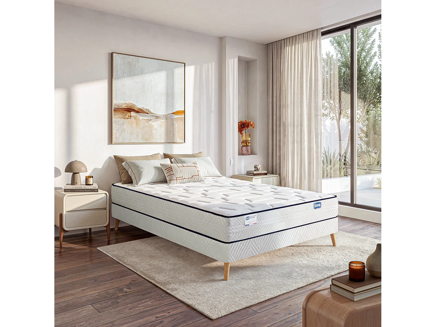 Ensemble L'INTEMPOREL, matelas ressorts ensachés 140x190, extra ferme, H24 + sommier