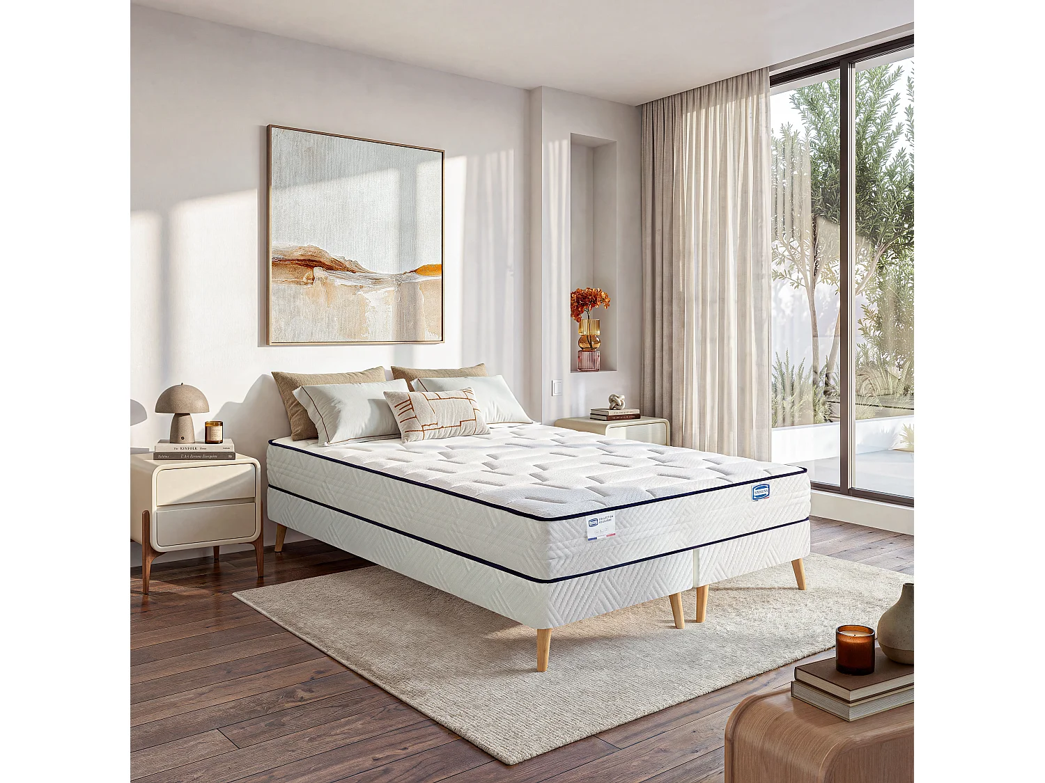 Ensemble L'INTEMPOREL, matelas ressorts ensachés 160x200, extra ferme, H24 + 2 sommiers