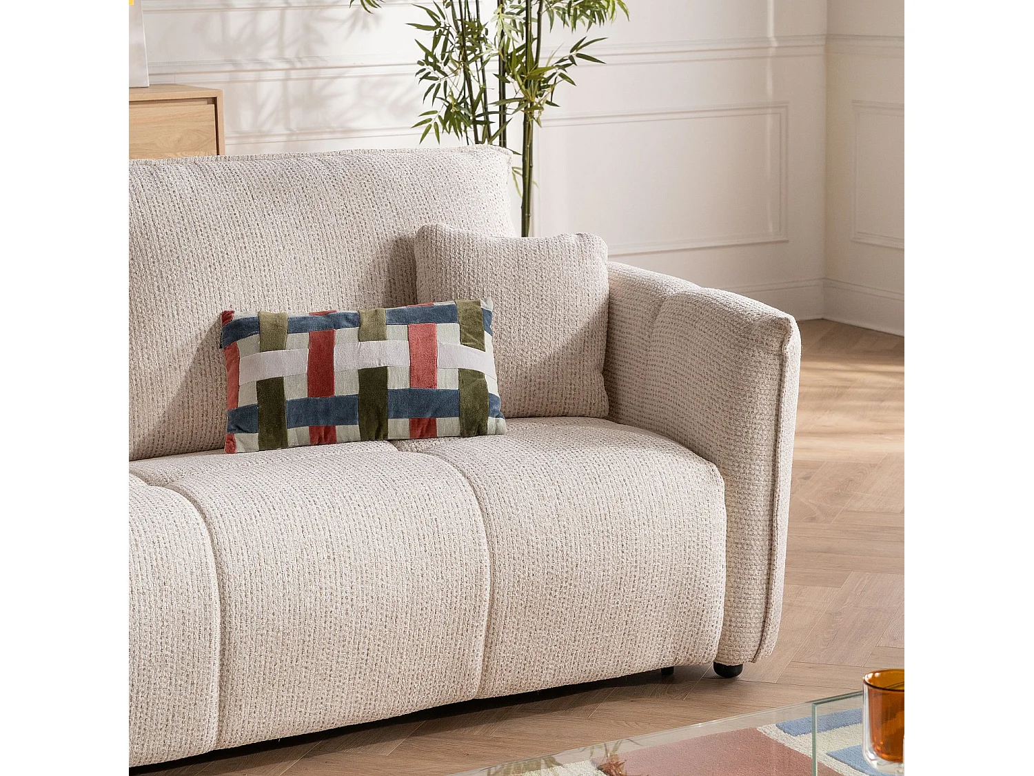 Habitat - Canapé convertible 2 places - Couchage 140 cm - Matelas 13 cm - Tissu texturé Oria - Beige - Boston