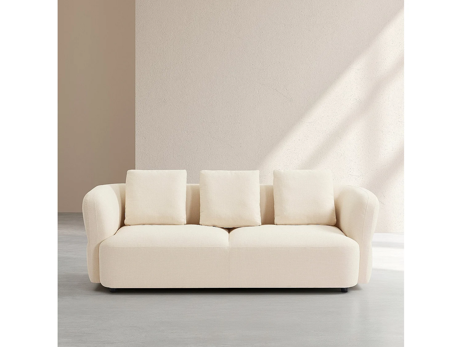 Habitat - Canapé 3 places en tissu texturé - Crème - Masio