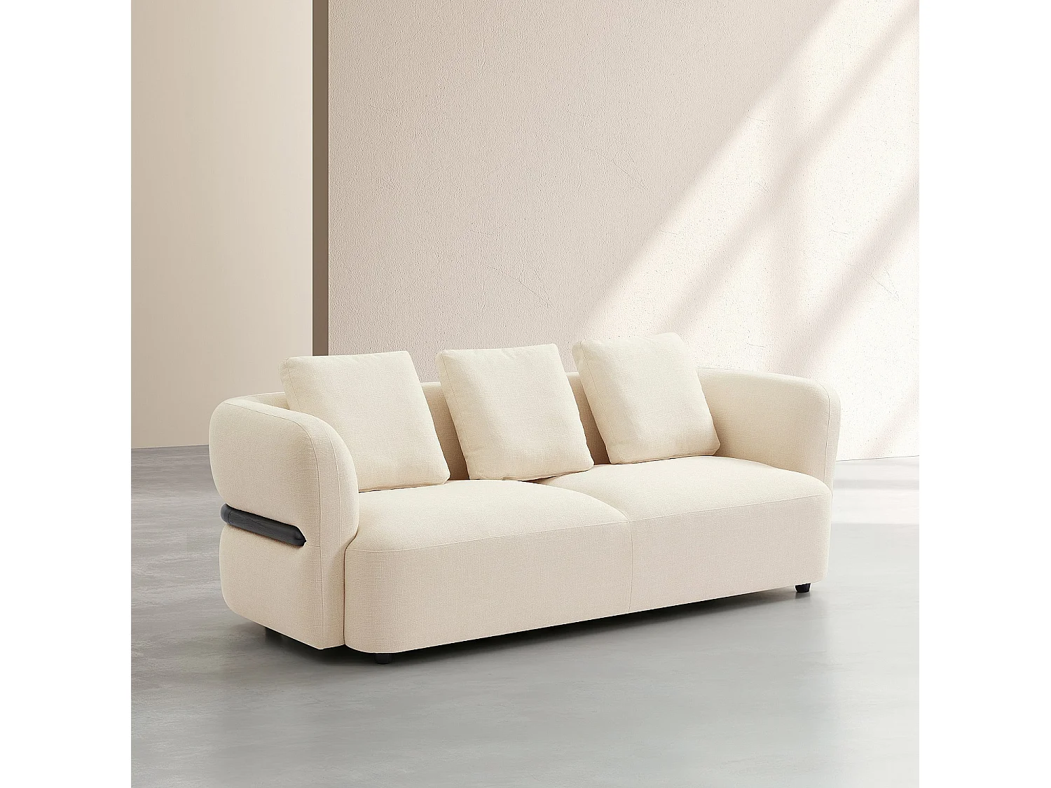 Habitat - Canapé 3 places en tissu texturé - Crème - Masio