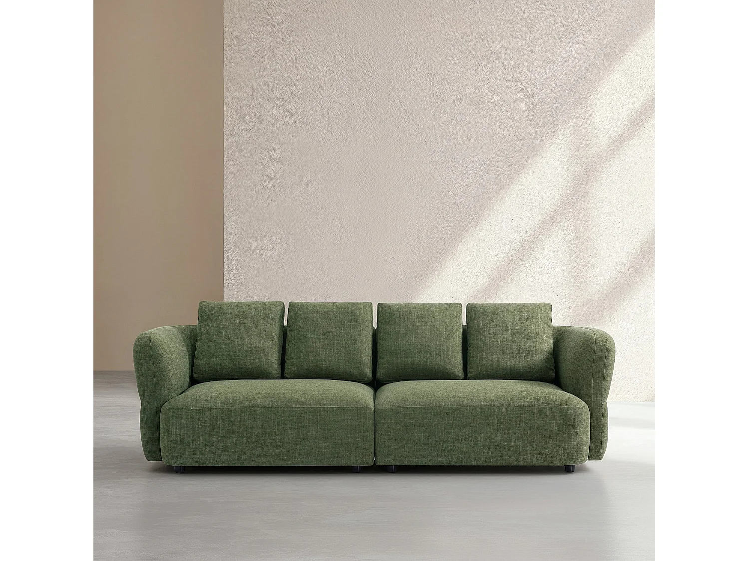 Habitat - Canapé 4 places en tissu texturé - Vert kaki - Masio