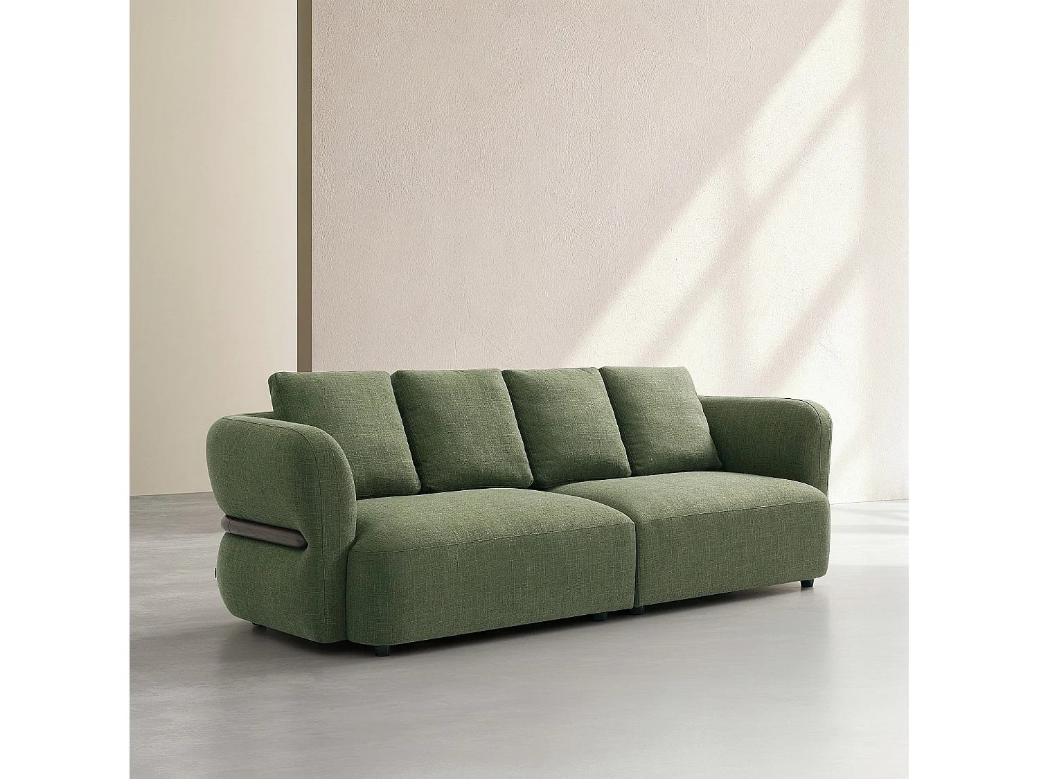 Habitat - Canapé 4 places en tissu texturé - Vert kaki - Masio