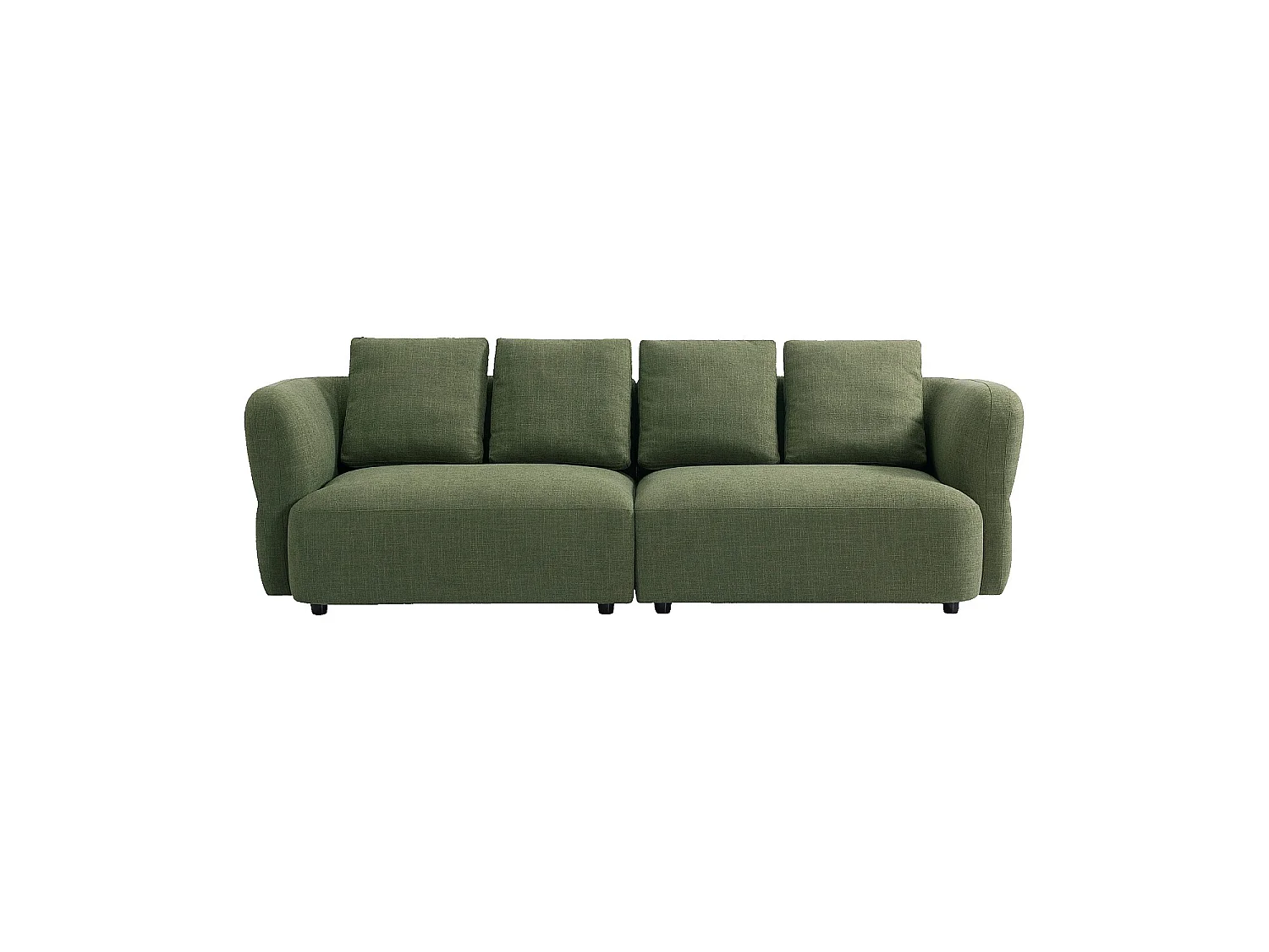 Habitat - Canapé 4 places en tissu texturé - Vert kaki - Masio