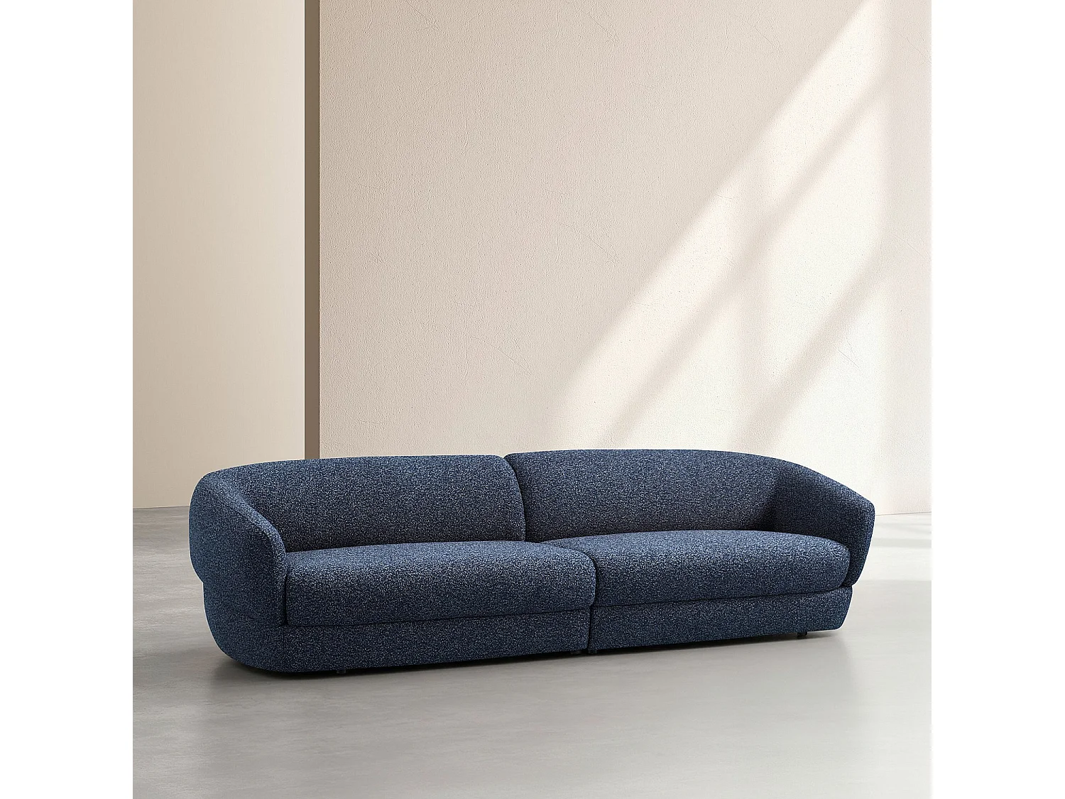 Habitat - Canapé 4 places en tissu bouclette courte - Bleu nuit - Teglio