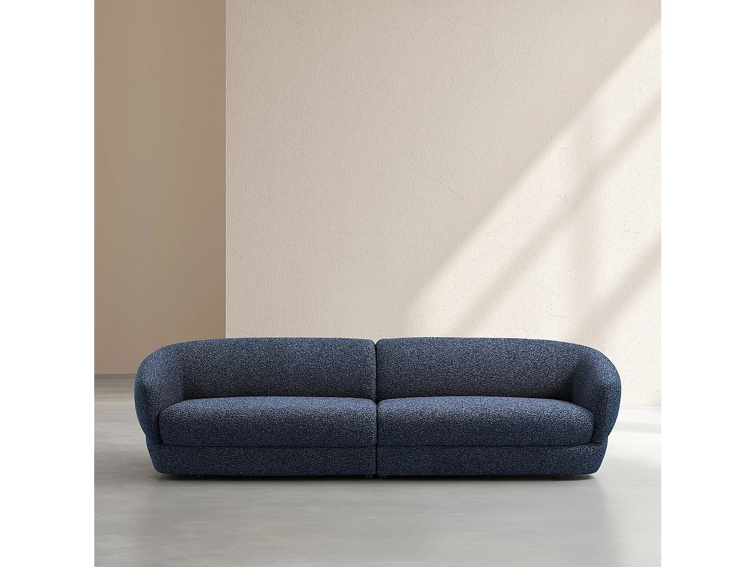 Habitat - Canapé 4 places en tissu bouclette courte - Bleu nuit - Teglio