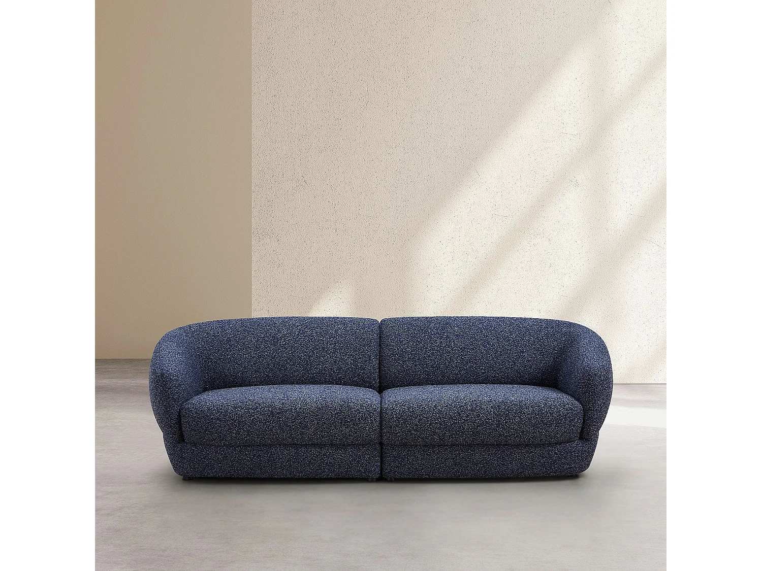 Habitat - Canapé 3 places en tissu bouclette courte - Bleu nuit - Teglio